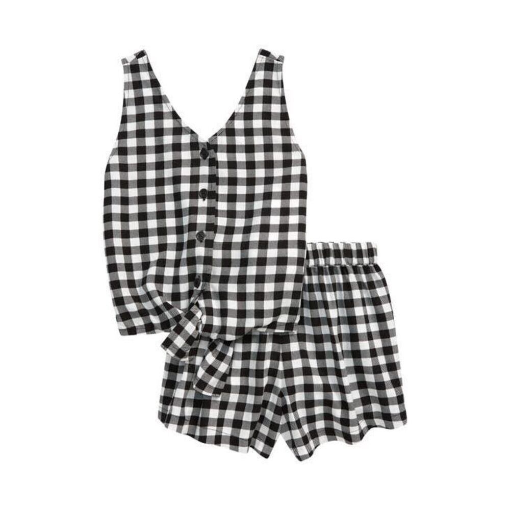 Nordstrom Gingham Summer Set In Black And White Size XL 14-16